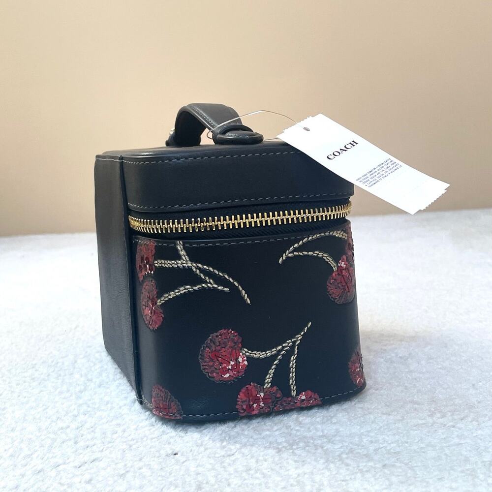 Coach CDC13 Black Cherry Print Cosmetic Makeup Travel Case - Picture 8 of 13